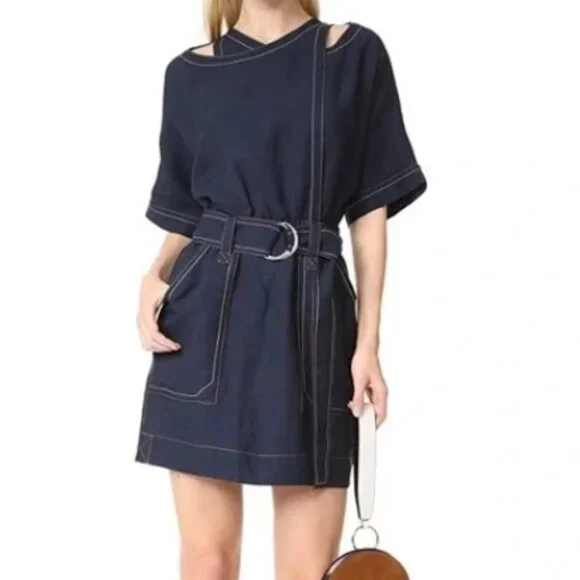 derek lam 10 crosby blue dress Derek Lam 10 Crosby Camille Utility Mini Dress MSRP $395 – DGFOutlet